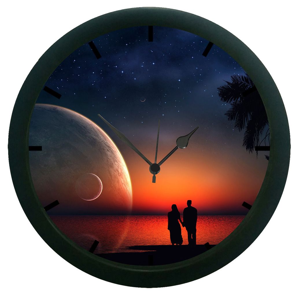 moon love 3d wall clock (with glass) printed home