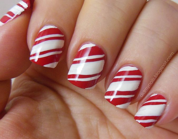 Did My Nails: Candy Cane Nail Art Tutorial Christmas candy cane nail art - Did My Nails: Candy Cane Nail Art Tutorial