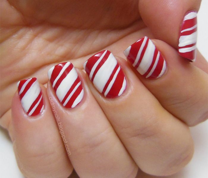 Christmas Candy Cane Nail Art Photo by didmynails | Photobucket