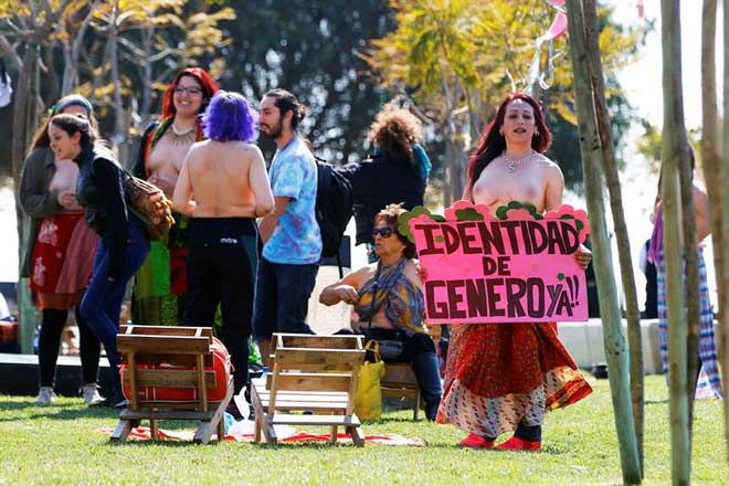 Con torsos desnudos chilenas demandan igualdad de derechos (+Fotos)